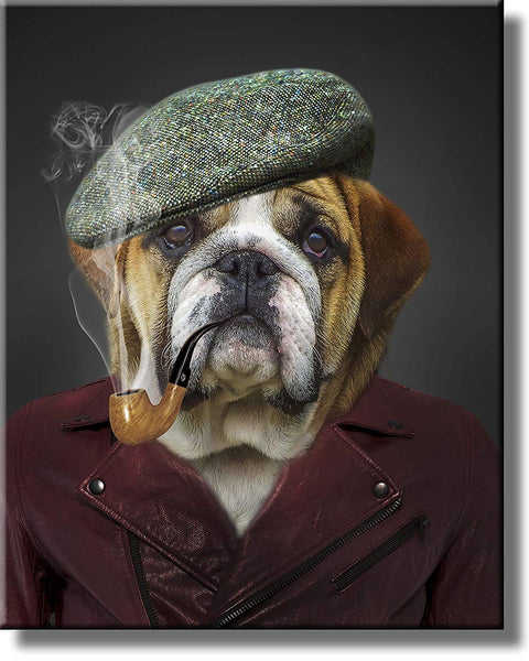 Dog Smoking Picture on Stretched Canvas, Wall Art Décor, Ready to Hang