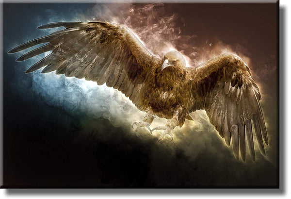 Golden Eagle Flying Picture on Stretched Canvas, Wall Art Décor, Ready to Hang