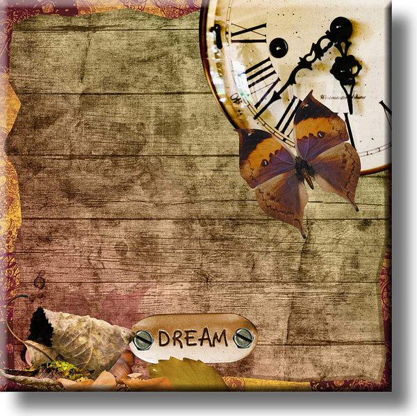 Dream Vintage Clock Picture on Stretched Canvas, Wall Art Décor, Ready to Hang