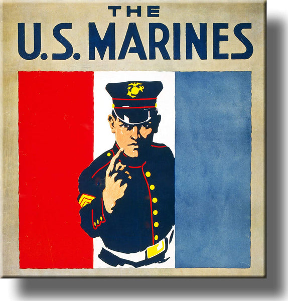 The US Marines Vintage Picture Made on Stretched Canvas Wall Art Decor Ready to Hang!.