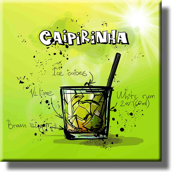 Caipirinhna Recipe Drink Picture on Stretched Canvas, Wall Art Decor, Ready to Hang!