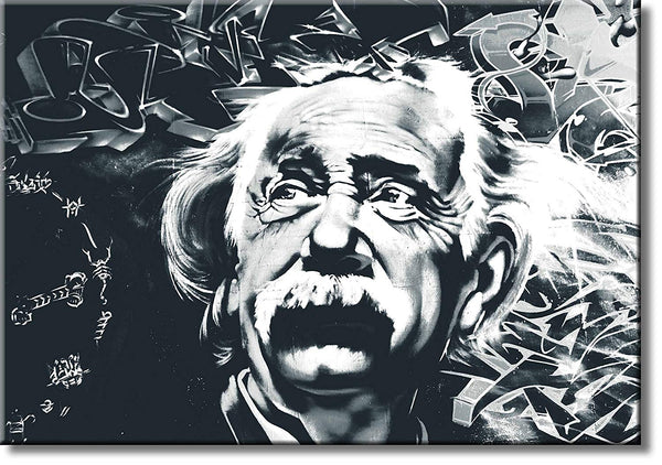 Einstein Black and White Picture on Stretched Canvas, Wall Art Décor, Ready to Hang