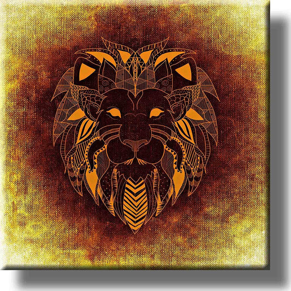 Lion Head Graphic Drawing Picture on Stretched Canvas, Wall Art decor, Ready to Hang!