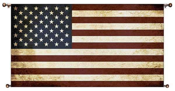 The American Flag Picture on Large Canvas Hung on Copper Rod, Ready to Hang, Wall Art Décor