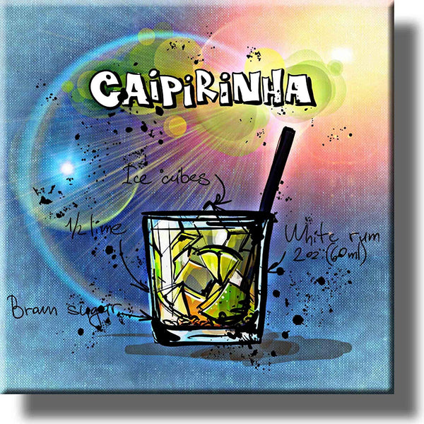 Caipirinhna Recipe Drink Picture on Stretched Canvas, Wall Art Decor, Ready to Hang!