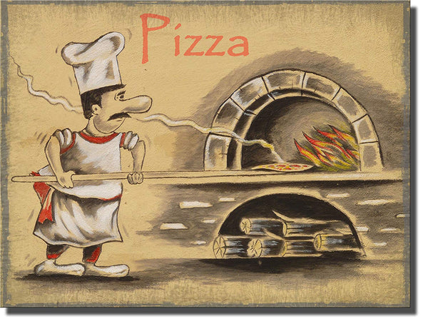 Pizza Maker Pizzeria, Wall Picture on Stretched Canvas Art and Ready to Hang!