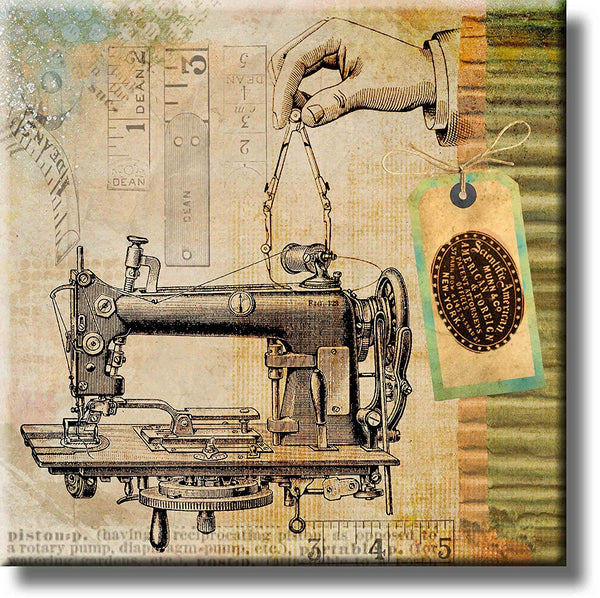 Scientific American Munn & Co American & Foreign Sewing Machine Vintage Picture on Stretched Canvas, Wall Art Décor, Ready to Hang