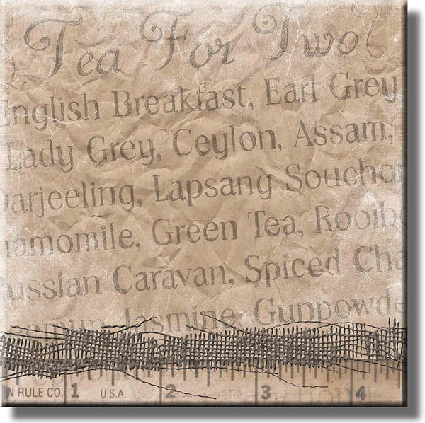 Tea for Two Tea Names and Signs Picture on Stretched Canvas, Wall Art Décor, Ready to Hang