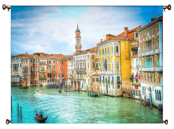 Canal Grande Venice Italy Picture on Canvas Hung on Copper Rod, Ready to Hang, Wall Art Décor