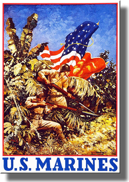 U.S. Marines Fighting Picture on Stretched Canvas Wall Art Décor Framed Ready to Hang!